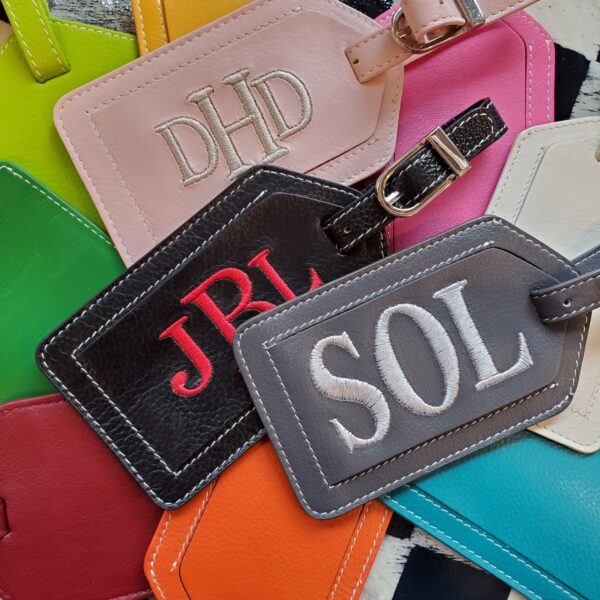 Embroidered Leather Luggage Tags