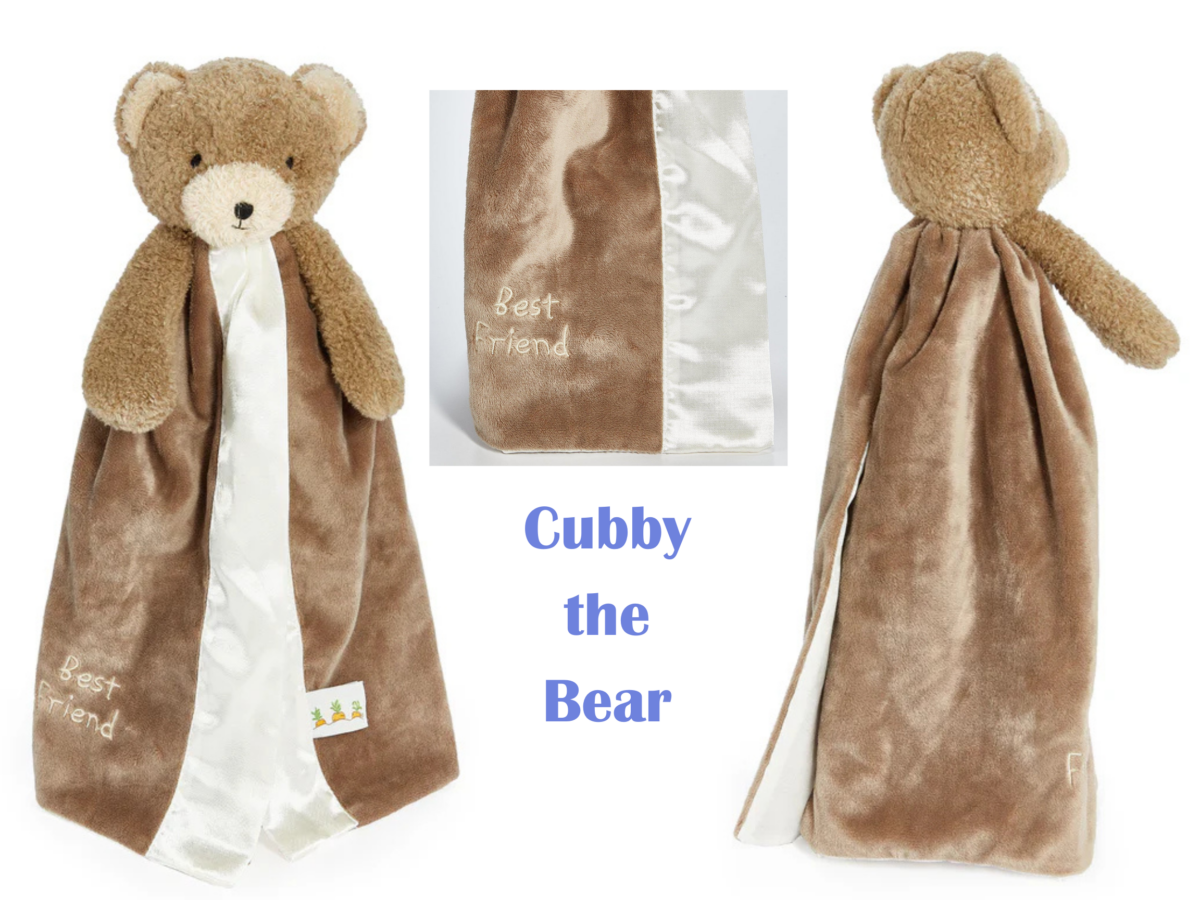 Cubby the Bear, bear cub lovey, teddy bear Buddy Blanket, bear lovie, embroidered lovey, Bunnies by the Bay Buddy Blankets, personalized baby gift, newborn gift, baby shower gift, custom high quality embroidery