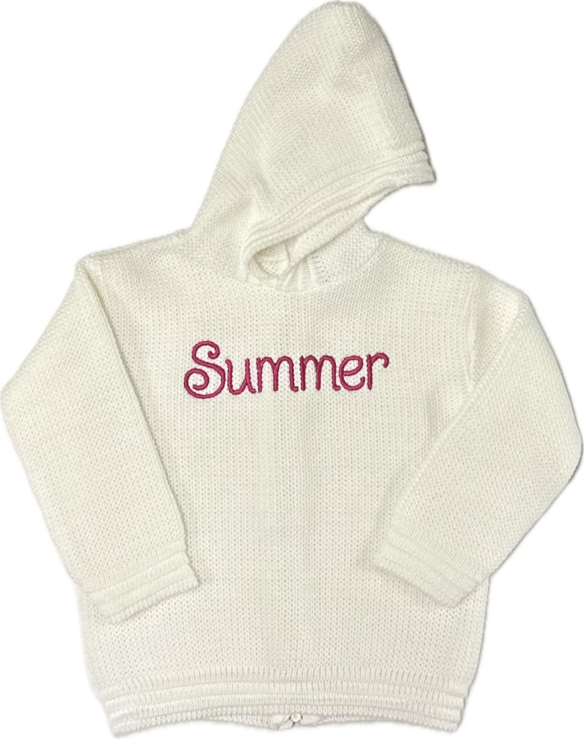 Traditional Knit Back Zip Hooded Baby Sweater - Image 2