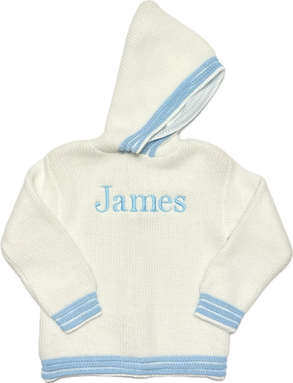 Traditional Knit Back Zip Hooded Baby Sweater - Image 3