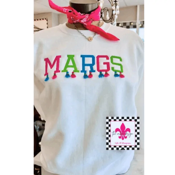 embroidered tasseled Margs, margs shirt, women's margarita, Margs shirt, Gift For Margarita Lover, Mama Needs A Margarita, Margarita Shirt, Cinco De Mayo Shirt, Margarita Shirt For Her, embroidered, ultra soft