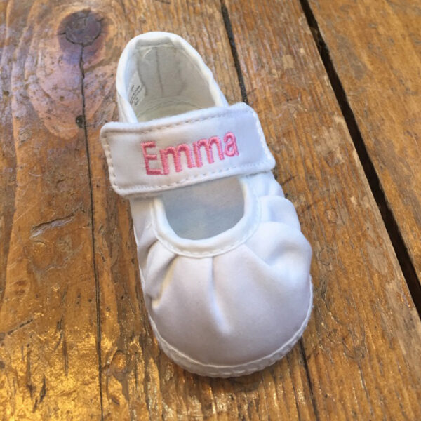 Personalized Mary Jane Pleated Keepsake Crib Shoes