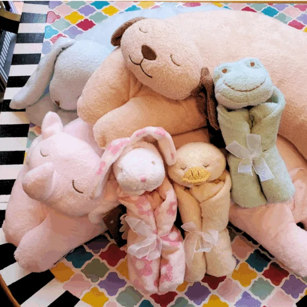 animal lovie set, curved pillow and lovey set, personalized baby gift, newborn baby gift, baby shower gift set, curved pillow and lovie, extra soft lovey set, high quality embroidered personalization, add baby's name