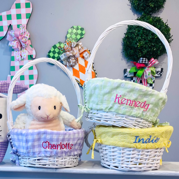 embroidered easter basket liner