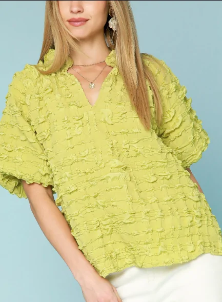 3D Pistachio Ruffled Blouse