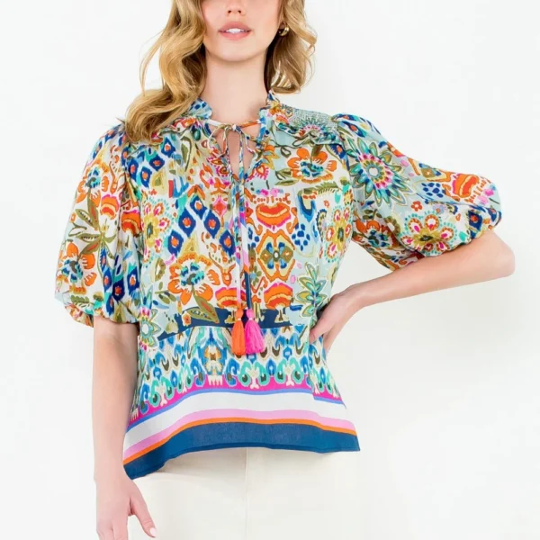 Passing Through Paradise Puff Sleeve Top