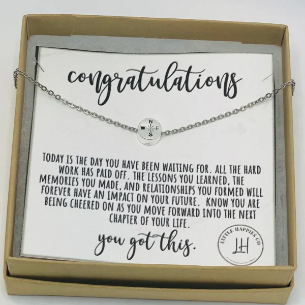 Silver Compass Graduation Necklace