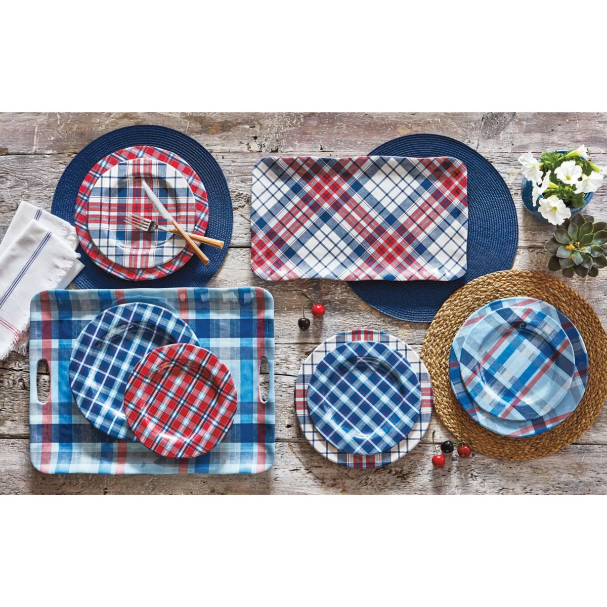Red, White, & Blue Arlo Plaid Platter