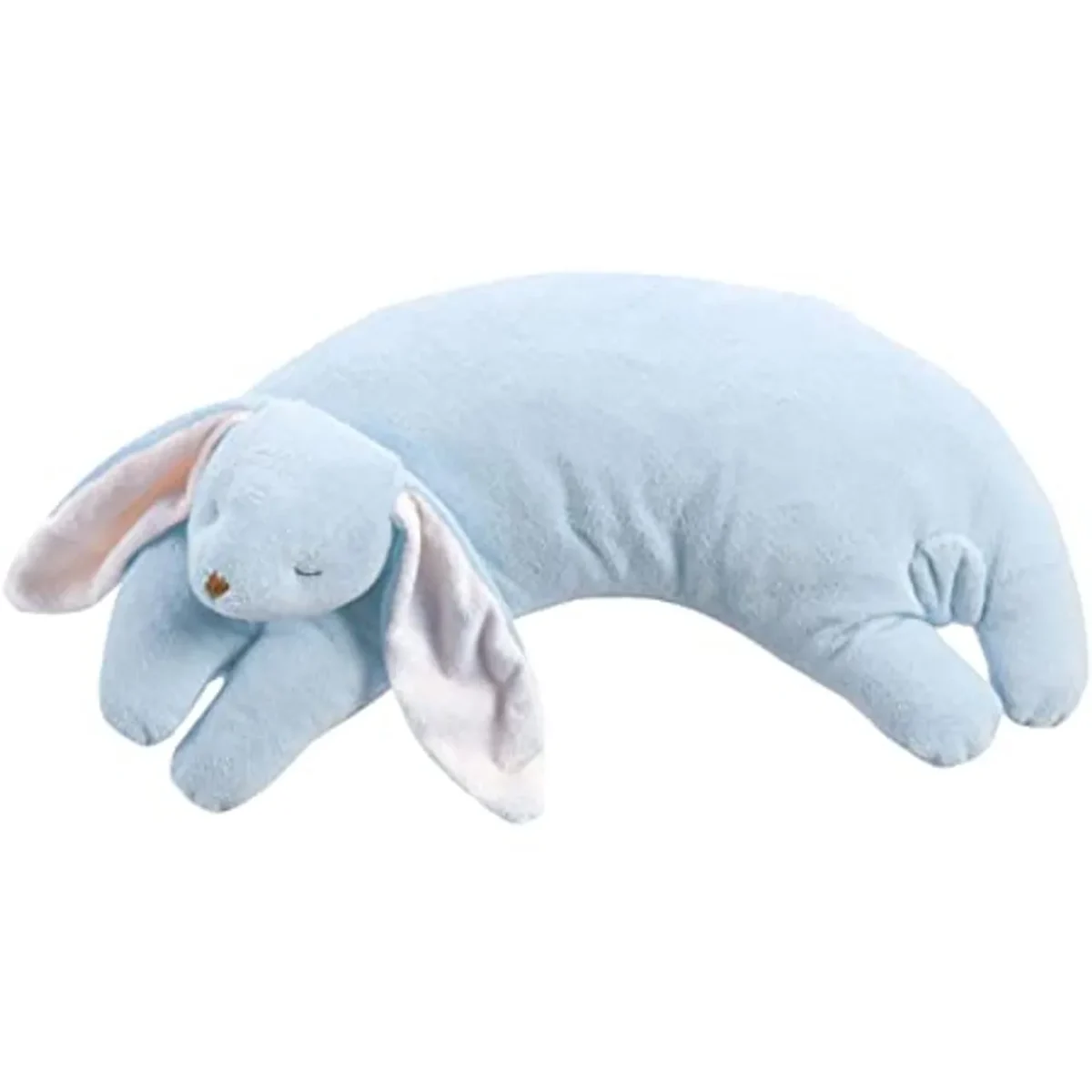 curved animal pillow and lovie set, blue bunny, newborn gift set, personalized baby gift, embroidered keepsake, blue bunny lovey