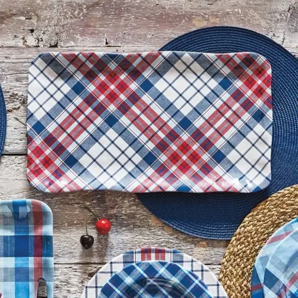 Red, White, & Blue Arlo Plaid Platter