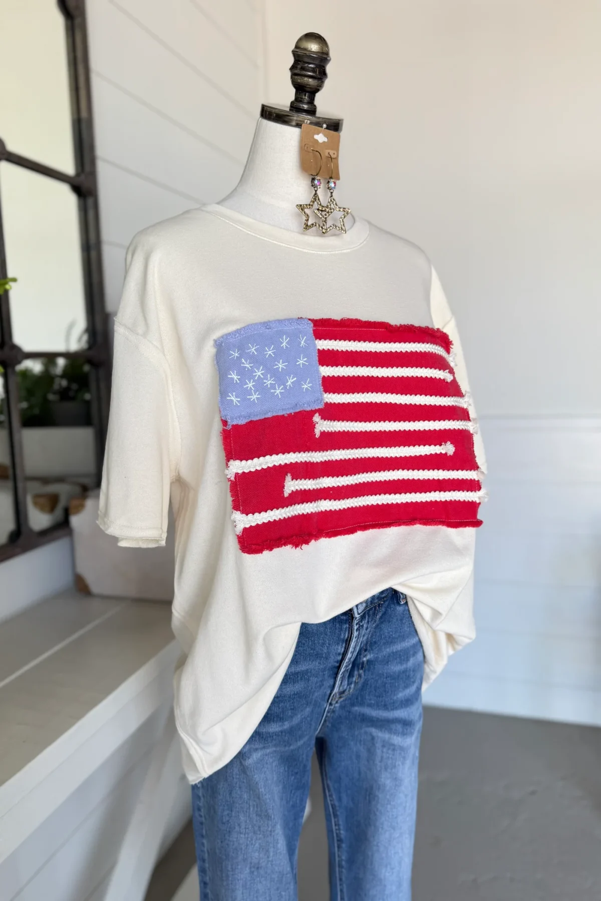 4th of July Women's American Patch Flag Top