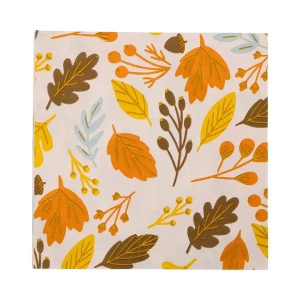 Foiled Harvest Leaves Cocktail Napkin
