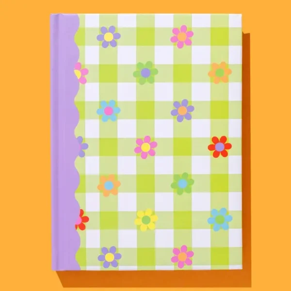 Gingham Floral Fling Hardcover Notebook