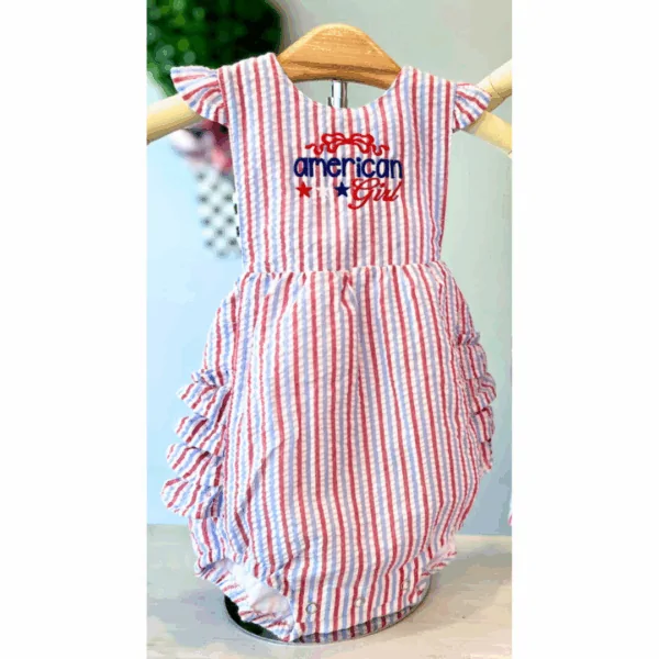 American Girl Ruffle Sunsuit, forth of July, 4th of July, patriotic baby, USA baby