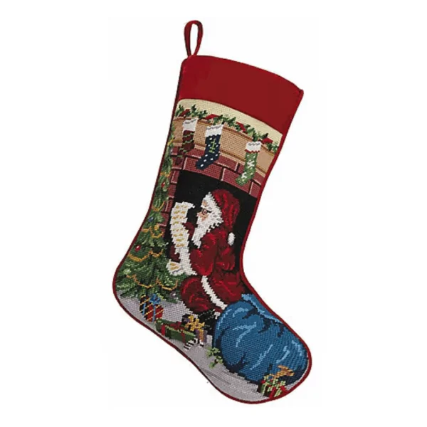 Santa Chimney Needlepoint Holiday Stocking