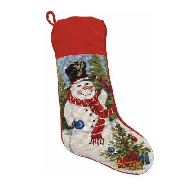 Snowman Needlepoint Holiday Stocking