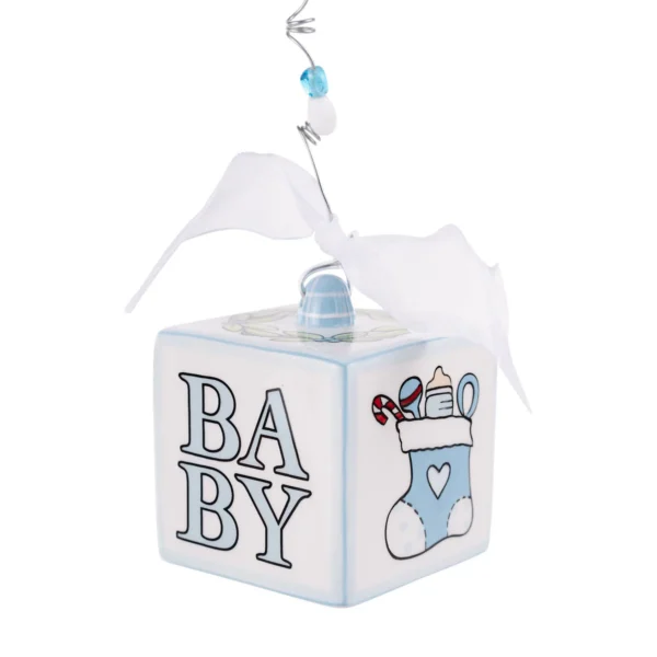 Baby's 1st Christmas blue Block Ornament