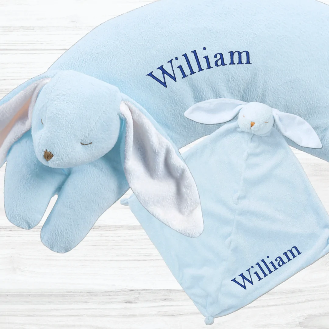 animal lovie set, curved pillow and lovey set, personalized baby gift, newborn baby gift, baby shower gift set, curved pillow and lovie, extra soft lovey set, high quality embroidered personalization, add baby's name