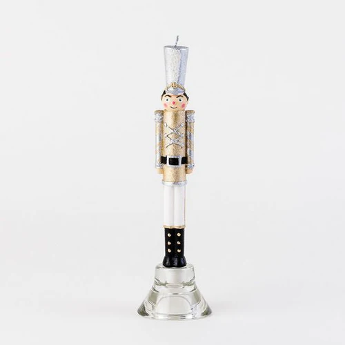 Gold Nutcracker Taper Candle 10"