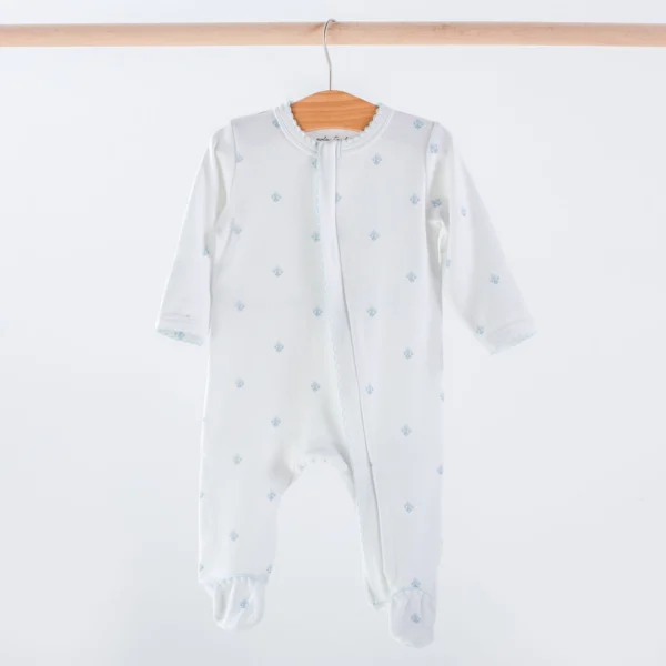 Blue Fleur De Lis Organic Cotton Baby Pajamas