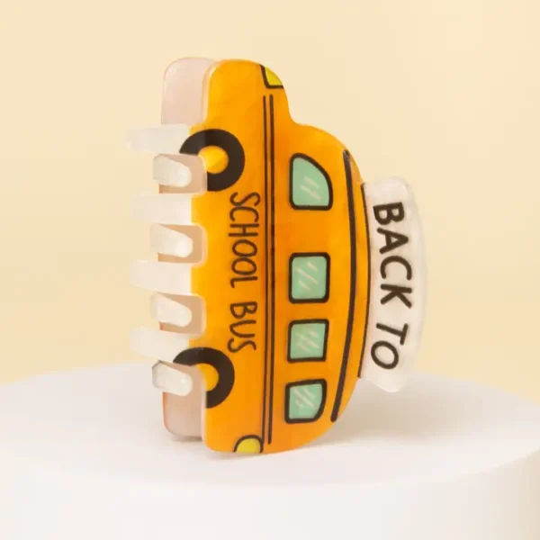 School Bus Acrylic Hair Claw Clip, back to school