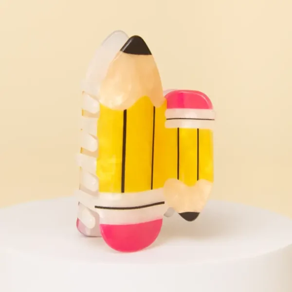 #2 Pencil Theme Acrylic Hair Claw Clip, back to school