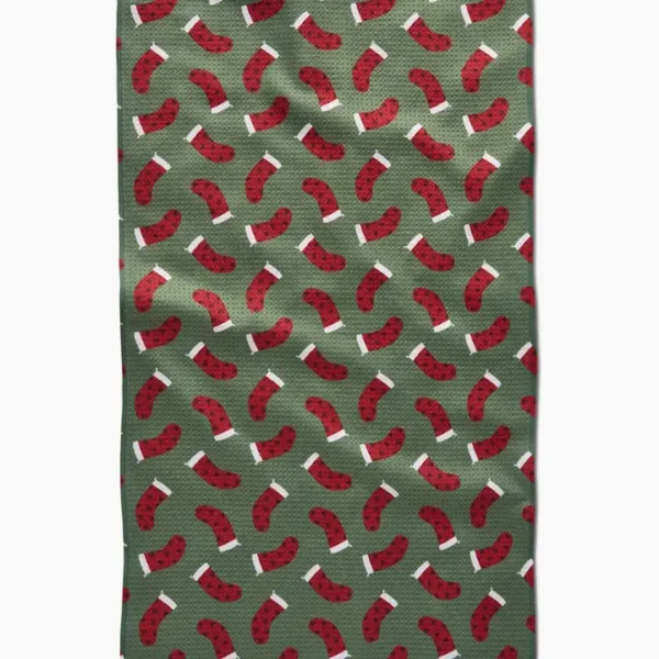 Heart Stockings Tea Towel, christmas kitchen decor
