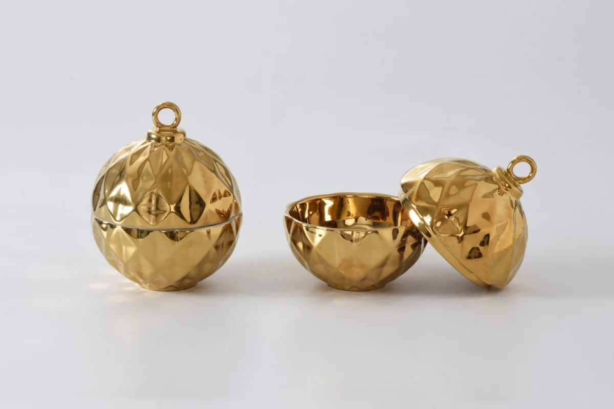 Gold Ornament Bowl, christmas candy dish