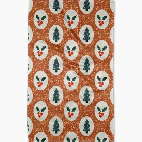 Vintage Holly Christmas Tea Towel