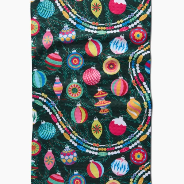 Shiny Ornaments Christmas Tea Towel