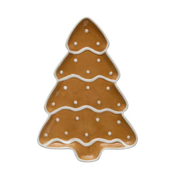 Christmas Gingerbread Tree Stoneware Platter