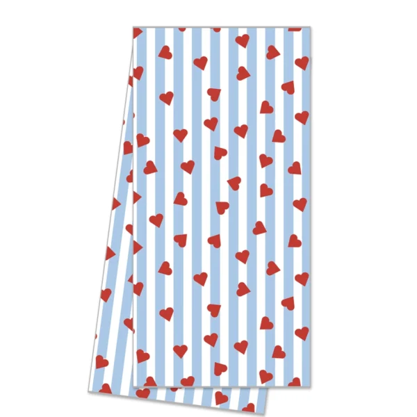 Valentine's Day Heart Striped Cotton Tea Towel