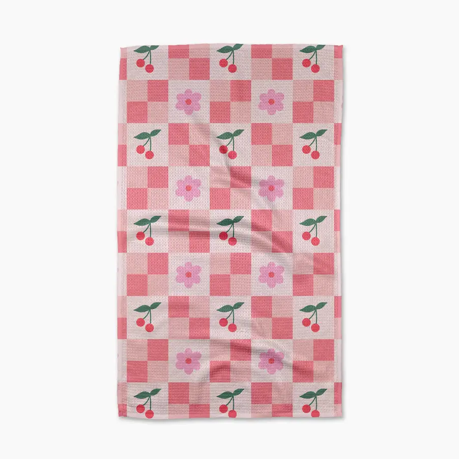 Floral and Cherries Tea Towel