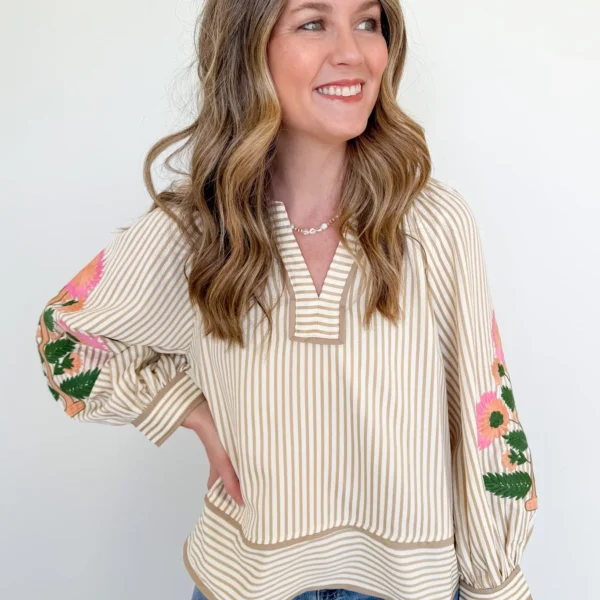 Floral Bliss Striped Top